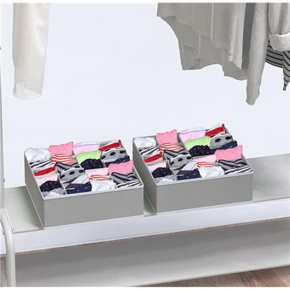 Closet Underwear Organizer Drawer Divider 4 Set, Gray - Picture 5 of 7